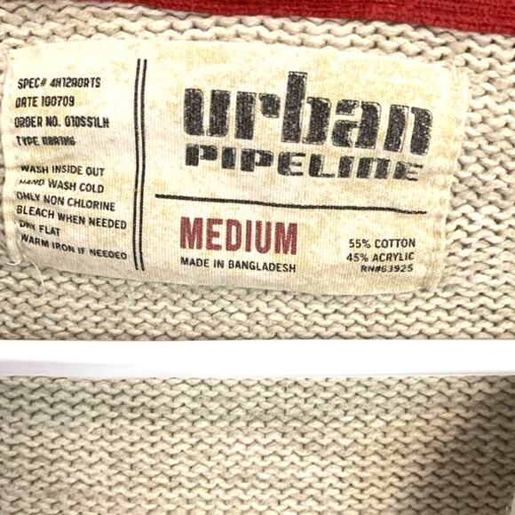 Urban Pipeline Sweater Hoodie M Womens Beige Vintage Cable Knit Full Zip. - Picture 3 of 6